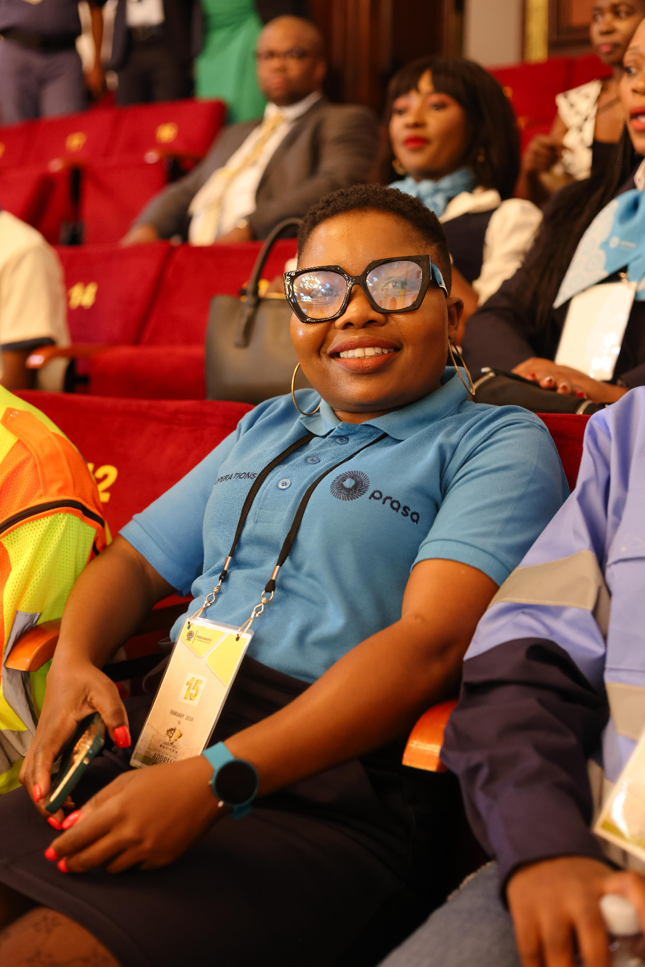 PRASA operations staff member smiling in the audience