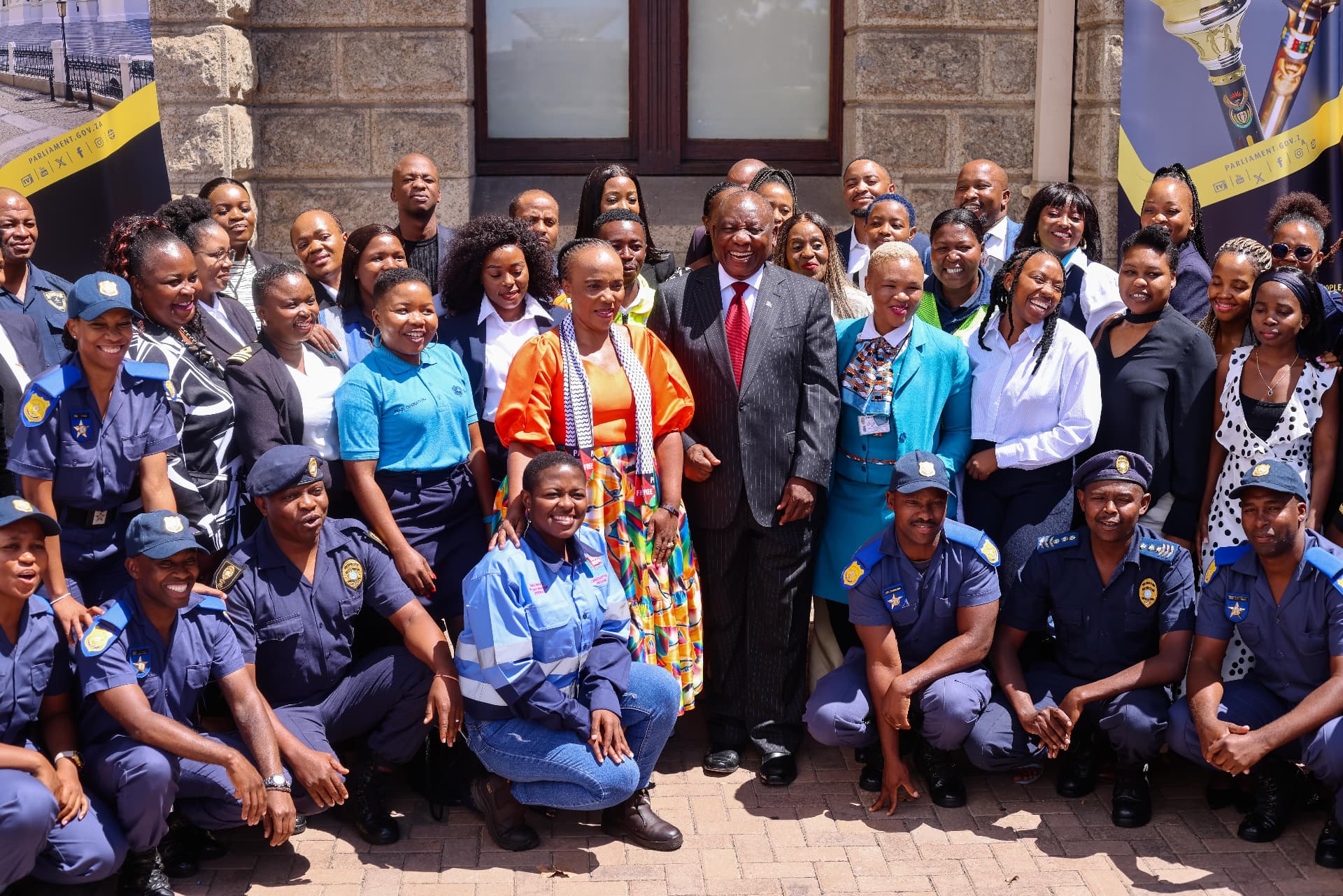 Group photo outside Parliament, Cape Town