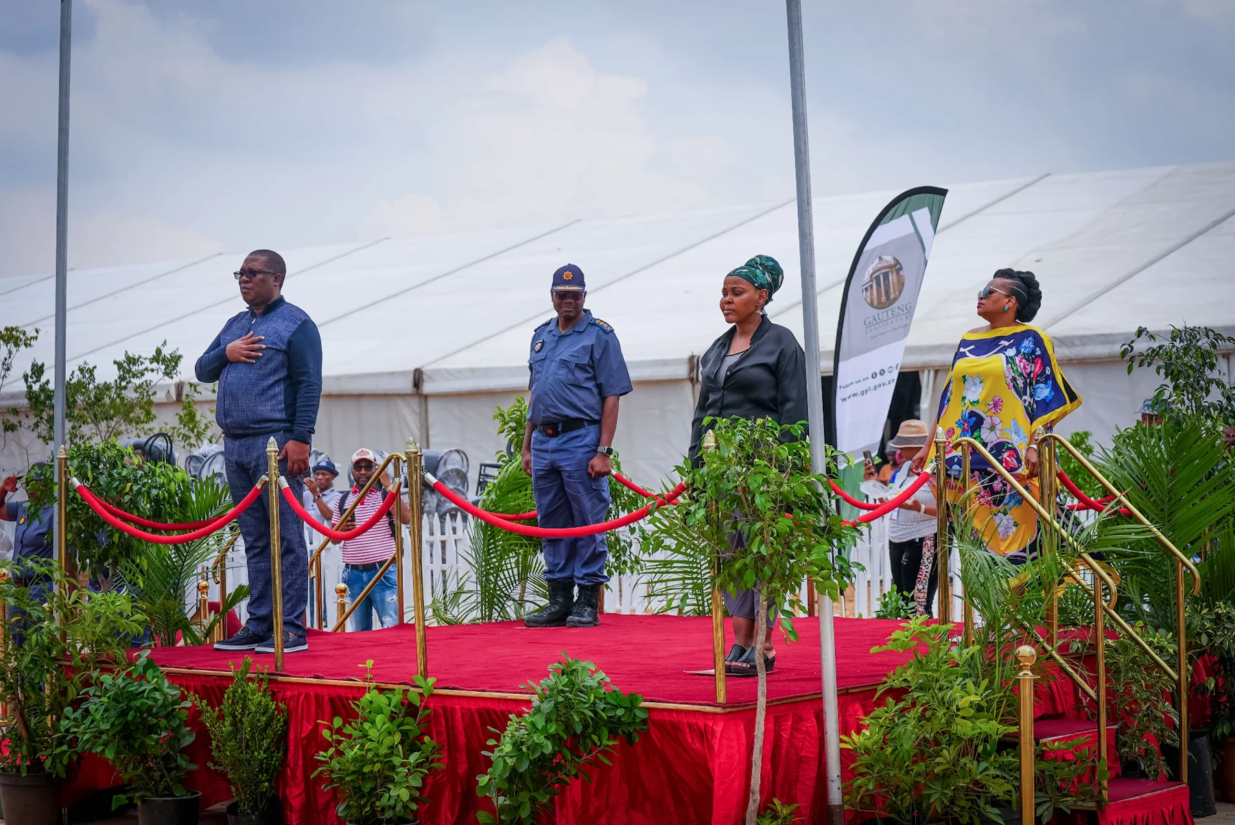 Representatives on the ceremonial platform